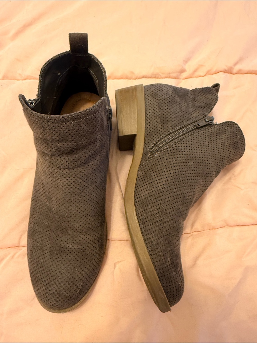 Universal Thread Women's Perforated Suede Ankle Boots in Gray